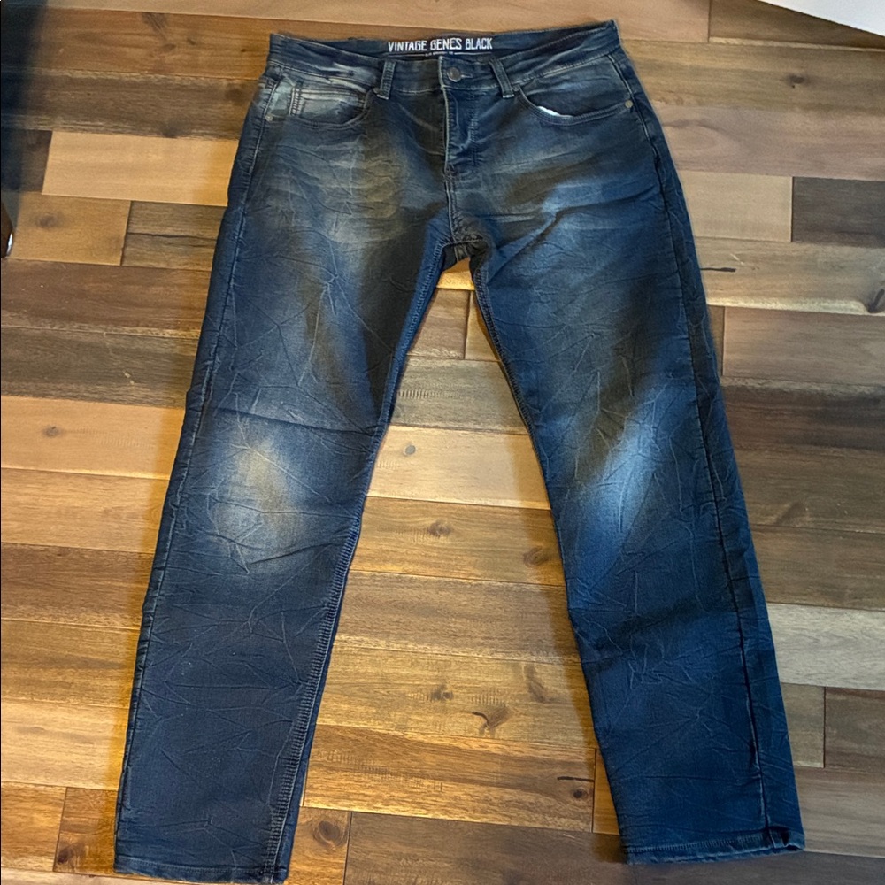 Vintage Genes Black Men's Dark Blue Jeans 34x32